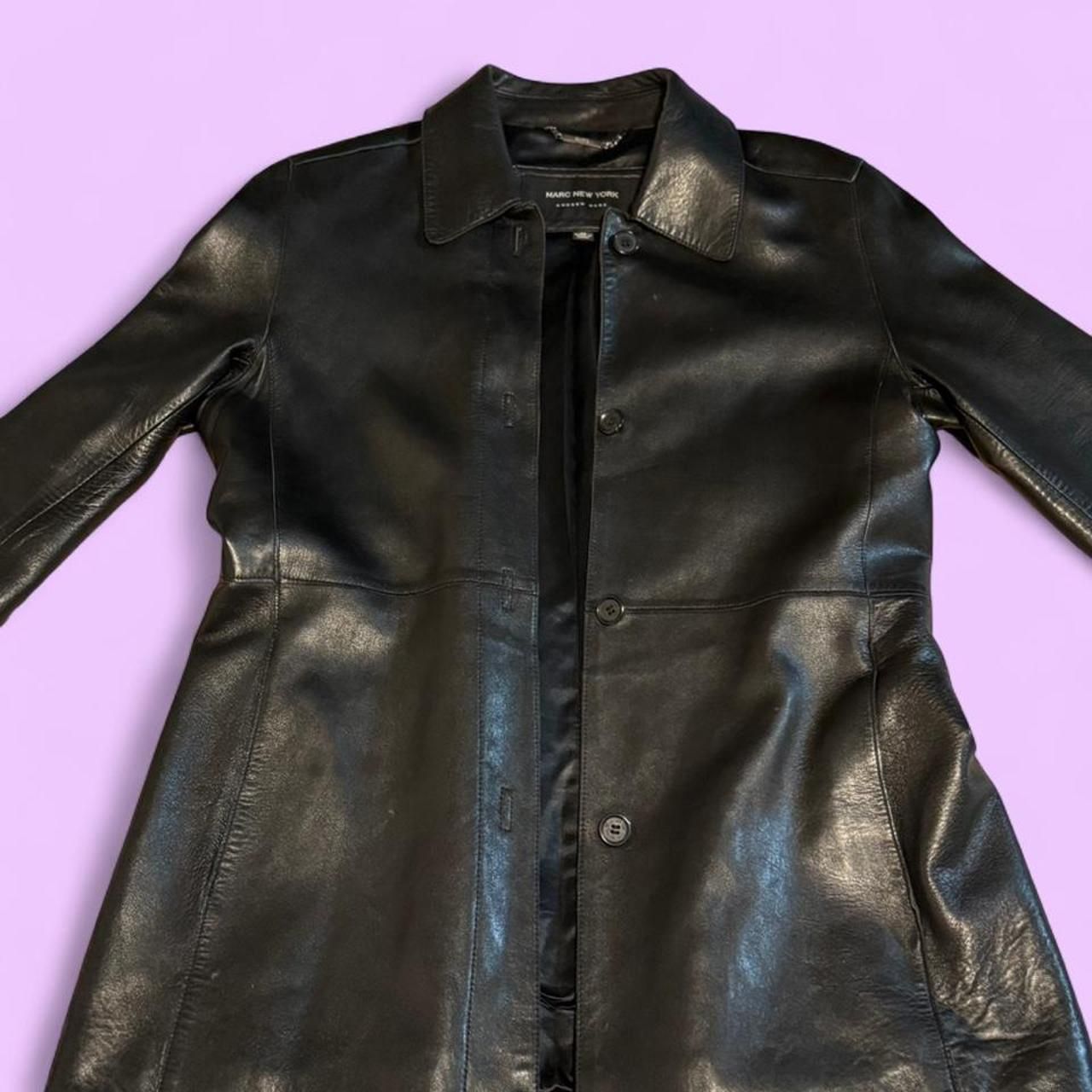 Marc New York Andrew Marc Black Leather Car Coat Jacket Sz M